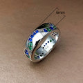Blue Green Zircon Couple Ring, Minimalist Creative Fashion Finger Ring For view 5