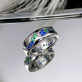 Blue Green Zircon Couple Ring, Minimalist Creative Fashion Finger Ring For view 4