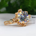European American Popular Women's Flower Ring Gold Plated Copper Zircon Engagement Ring view 5