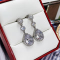 Trendy Bridal Banquet Water Drop Earrings, Copper Inlaid AAA Zircon Dangle Earrings view 4