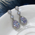 Trendy Bridal Banquet Water Drop Earrings, Copper Inlaid AAA Zircon Dangle Earrings view 3