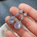Trendy Bridal Banquet Water Drop Earrings, Copper Inlaid AAA Zircon Dangle Earrings view 2