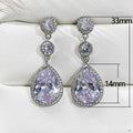 Trendy Bridal Banquet Water Drop Earrings, Copper Inlaid AAA Zircon Dangle Earrings view 5