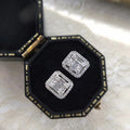 Classic Square Full Zirconia Platinum Plated Stud Earrings For Women, Luxury Versatile Socialite Style view 3