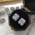 Classic Square Full Zirconia Platinum Plated Stud Earrings For Women, Luxury Versatile Socialite Style view 2