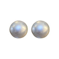 Korean French Style Large Faux Pearl Geometric Round Stud Earrings With Silver Pins For Women view 5