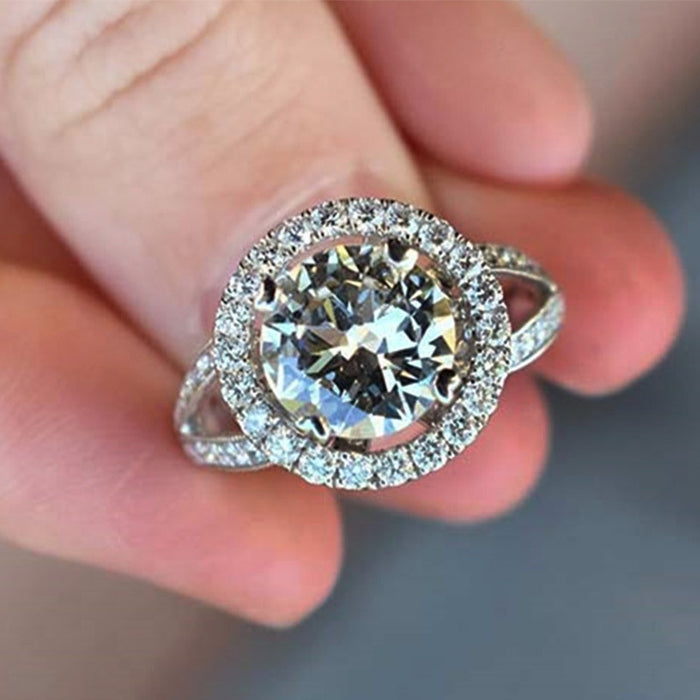 Light Luxury Bridal Engagement Ring With Eight Hearts And Arrows Zircon, Wedding Jewelry