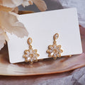 Women's Micro Paved Cubic Zirconia Crystal Flower Earrings, Vintage Floral Drop Ear Jewelry view 3