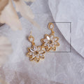 Women's Micro Paved Cubic Zirconia Crystal Flower Earrings, Vintage Floral Drop Ear Jewelry view 5