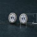 Minimalist Oval Zircon Stud Earrings For Women, Pigeon Egg Shape Diamond Look Fashion Jewelry view 5