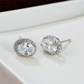 Minimalist Oval Zircon Stud Earrings For Women, Pigeon Egg Shape Diamond Look Fashion Jewelry view 2