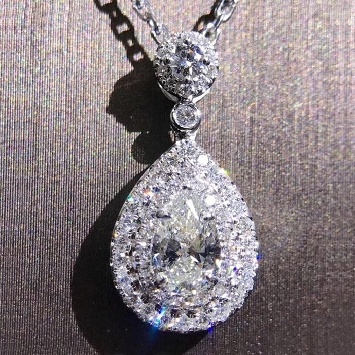 Baroque Style Pear Shape Teardrop Pendant Necklace Vintage Elegant Women's Choker Jewelry