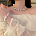 Korean Irregular Pearl T-Bar Clasp Necklace Bracelet Geometric Elegant Collarbone Jewelry For Women view 1