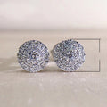 Round Brilliant Full Pave Zircon Copper Stud Earrings For Women Classic European Jewelry view 5