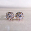 Round Brilliant Full Pave Zircon Copper Stud Earrings For Women Classic European Jewelry view 3