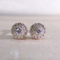 Round Brilliant Full Pave Zircon Copper Stud Earrings For Women Classic European Jewelry view 2