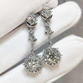 Korean Long Tassel Round Diamond Inlaid Earrings With European Flower Zircon Dangle Design view 2