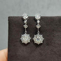 Korean Long Tassel Round Diamond Inlaid Earrings With European Flower Zircon Dangle Design view 4