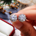 Delicate Full Zircon Flower Stud Earrings For Women, Creative Sparkling Student Fashion Jewelry view 3