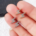 Minimalist Mini Lightning Zircon Stud Earrings For Women, Simple Student Ear Jewelry view 4