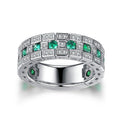 Niche Design Men's Vintage Full Zircon Wide Band Ring, Unisex Bold Index Finger Ring For view 2