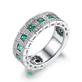 Niche Design Men's Vintage Full Zircon Wide Band Ring, Unisex Bold Index Finger Ring For view 1