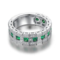 Niche Design Men's Vintage Full Zircon Wide Band Ring, Unisex Bold Index Finger Ring For view 3