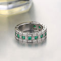 Niche Design Men's Vintage Full Zircon Wide Band Ring, Unisex Bold Index Finger Ring For view 4