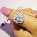 High End Women's Copper Platinum Plated Zircon Ring Fashion Wedding Engagement Index Finger Ring view 3