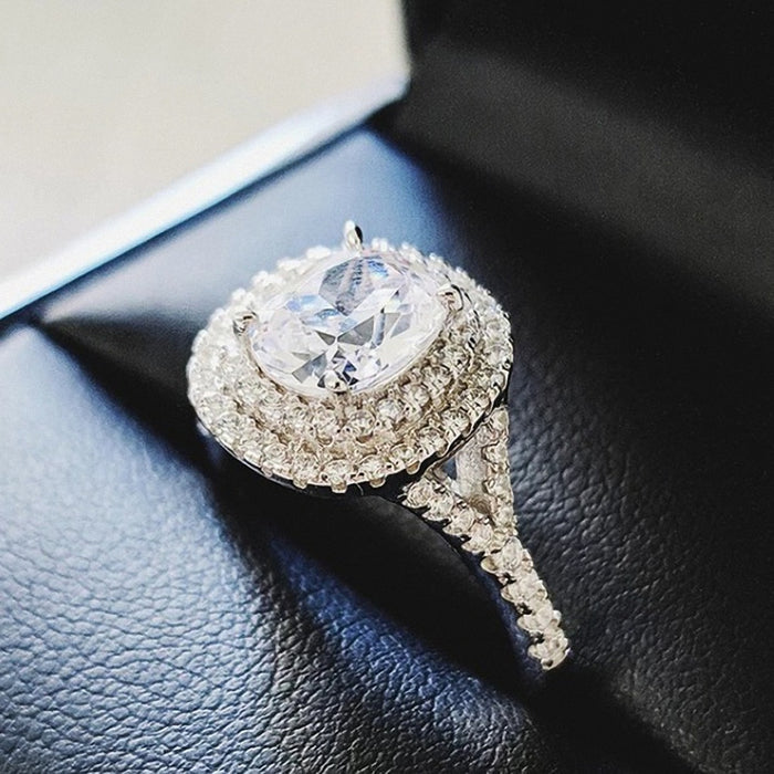 High End Women's Copper Platinum Plated Zircon Ring Fashion Wedding Engagement Index Finger Ring