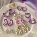 Korean Style Alloy Silver Pin Pearl Flower Basket Stud Earrings For Women OL Fashion view 1