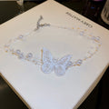 Korean Style Pearl Organza Butterfly Alloy Choker Necklace With Minimalist Natural Design view 2