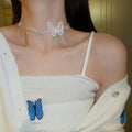 Korean Style Pearl Organza Butterfly Alloy Choker Necklace With Minimalist Natural Design view 3