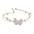 Korean Style Pearl Organza Butterfly Alloy Choker Necklace With Minimalist Natural Design view 5