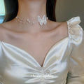 Korean Style Pearl Organza Butterfly Alloy Choker Necklace With Minimalist Natural Design view 1