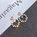 Trendy Heart Drop Earrings For Women With Crystal Pave And Faux Pearl, Sweet Cool Style view 3