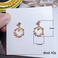 Trendy Heart Drop Earrings For Women With Crystal Pave And Faux Pearl, Sweet Cool Style view 5
