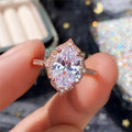 Rose Gold Plated Zircon Round Cut Princess Engagement Ring For Women, European Fashion Jewelry view 2