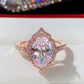 Rose Gold Plated Zircon Round Cut Princess Engagement Ring For Women, European Fashion Jewelry view 4