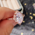 Rose Gold Plated Zircon Round Cut Princess Engagement Ring For Women, European Fashion Jewelry view 3