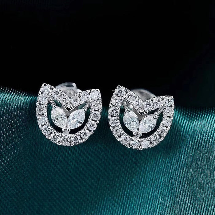 Cute Cat Stud Earrings For Women, Korean Style Animal Ear Jewelry Fashion Birthday Gift
