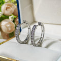 Silver Zircon Hoop Earrings For Women, Elegant Round Ear Hoops Birthday Gift Jewelry view 2