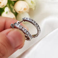 Silver Zircon Hoop Earrings For Women, Elegant Round Ear Hoops Birthday Gift Jewelry view 3