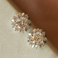 Elegant Sunflower Stud Earrings With Zircon Flower Design, Minimalist Creative Fashion Accessories view 2