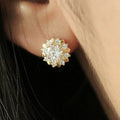 Elegant Sunflower Stud Earrings With Zircon Flower Design, Minimalist Creative Fashion Accessories view 4