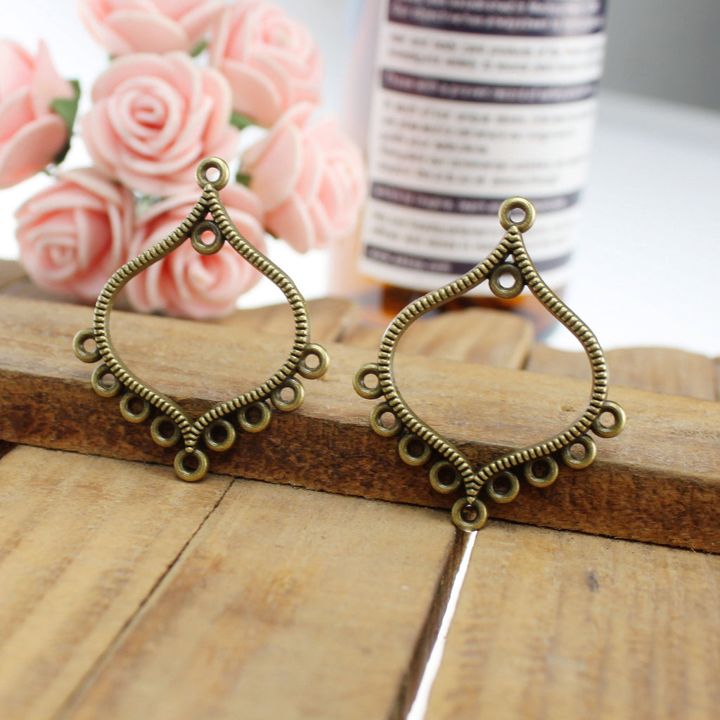 37x30mm Hollow Alloy Multi-Hole Earring Connector Pendant