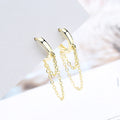 Minimalist Long Tassel Pendant Earrings Round Double Layer Chain Ear Cuff For Girls view 4