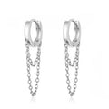 Minimalist Long Tassel Pendant Earrings Round Double Layer Chain Ear Cuff For Girls view 2
