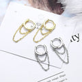 Minimalist Long Tassel Pendant Earrings Round Double Layer Chain Ear Cuff For Girls view 3