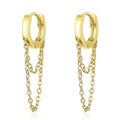 Minimalist Long Tassel Pendant Earrings Round Double Layer Chain Ear Cuff For Girls view 1